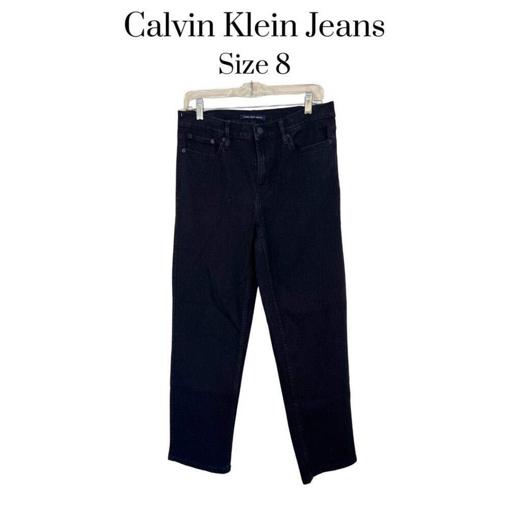 EUC Calvin Klein Jeans Women’s Black Denim Pants Size 8 Classic Straight Leg